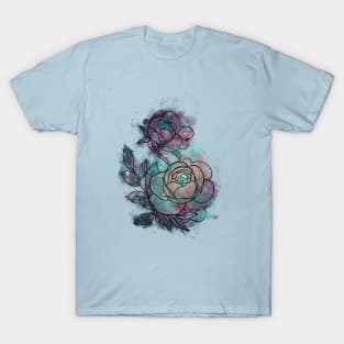 Galaxy watercolour peony T-Shirt